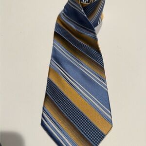Siena Collezione Blue and Gold Striped Men's Tie
